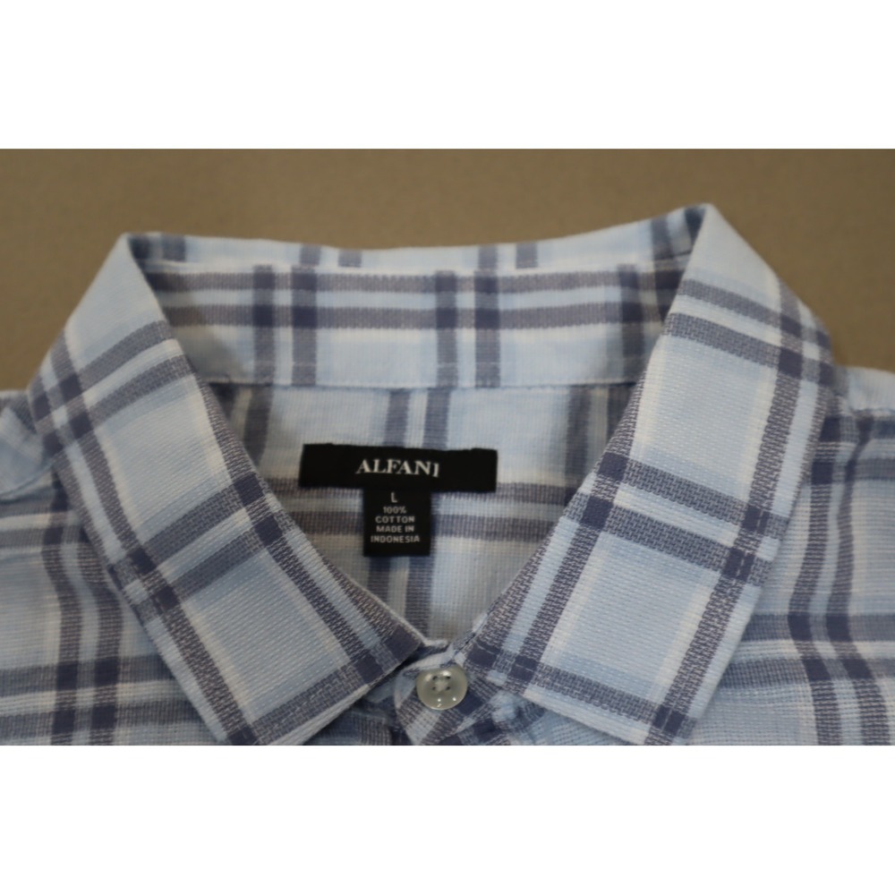 Alfani Men's Ellen Classic-Fit Textured Yarn-Dyed Plaid Button-Down Shirt Size L - Picture 6 of 7